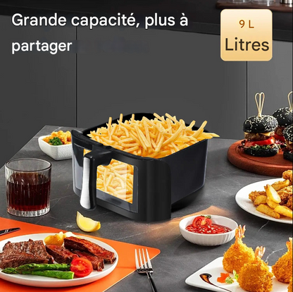 Fry Tech Air Fryer 9L – Friteuse Sans Huile 1800W avec Fenêtre de Contrôle & 6 Programmes