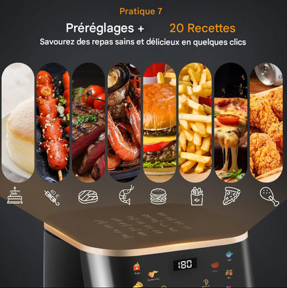 Fry Tech Air Fryer 9L – Friteuse Sans Huile 1800W avec Fenêtre de Contrôle & 6 Programmes