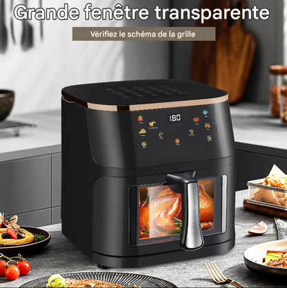 Fry Tech Air Fryer 9L – Friteuse Sans Huile 1800W avec Fenêtre de Contrôle & 6 Programmes