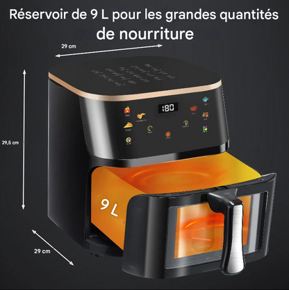 Fry Tech Air Fryer 9L – Friteuse Sans Huile 1800W avec Fenêtre de Contrôle & 6 Programmes
